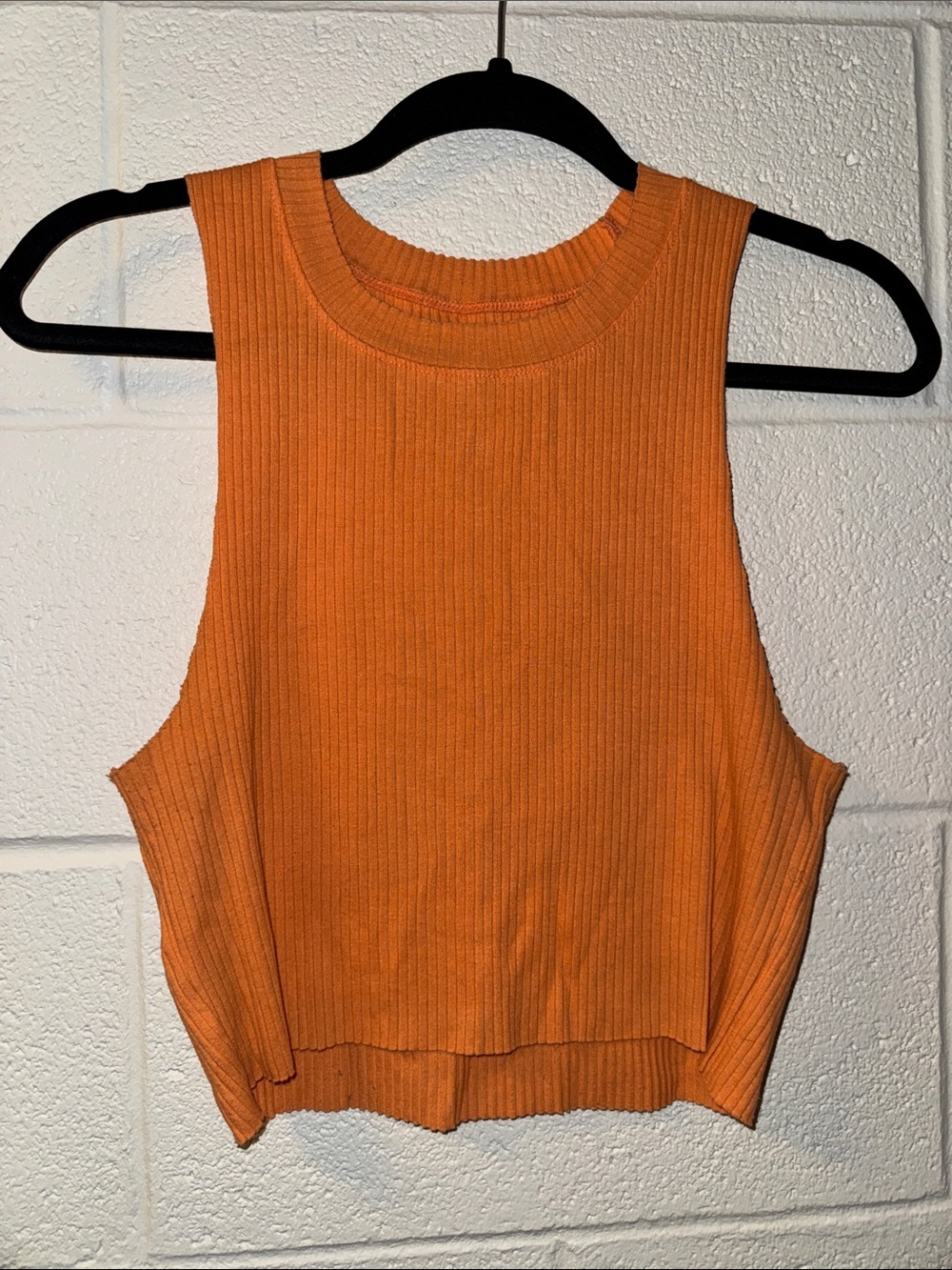 aerie Orange Ribbed Cropped Tank